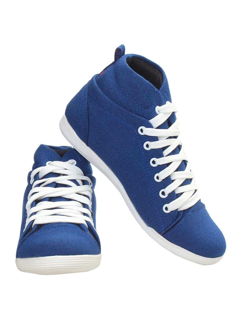 navy leatherette laceup sneakers - 11323668 - Standard Image - 3