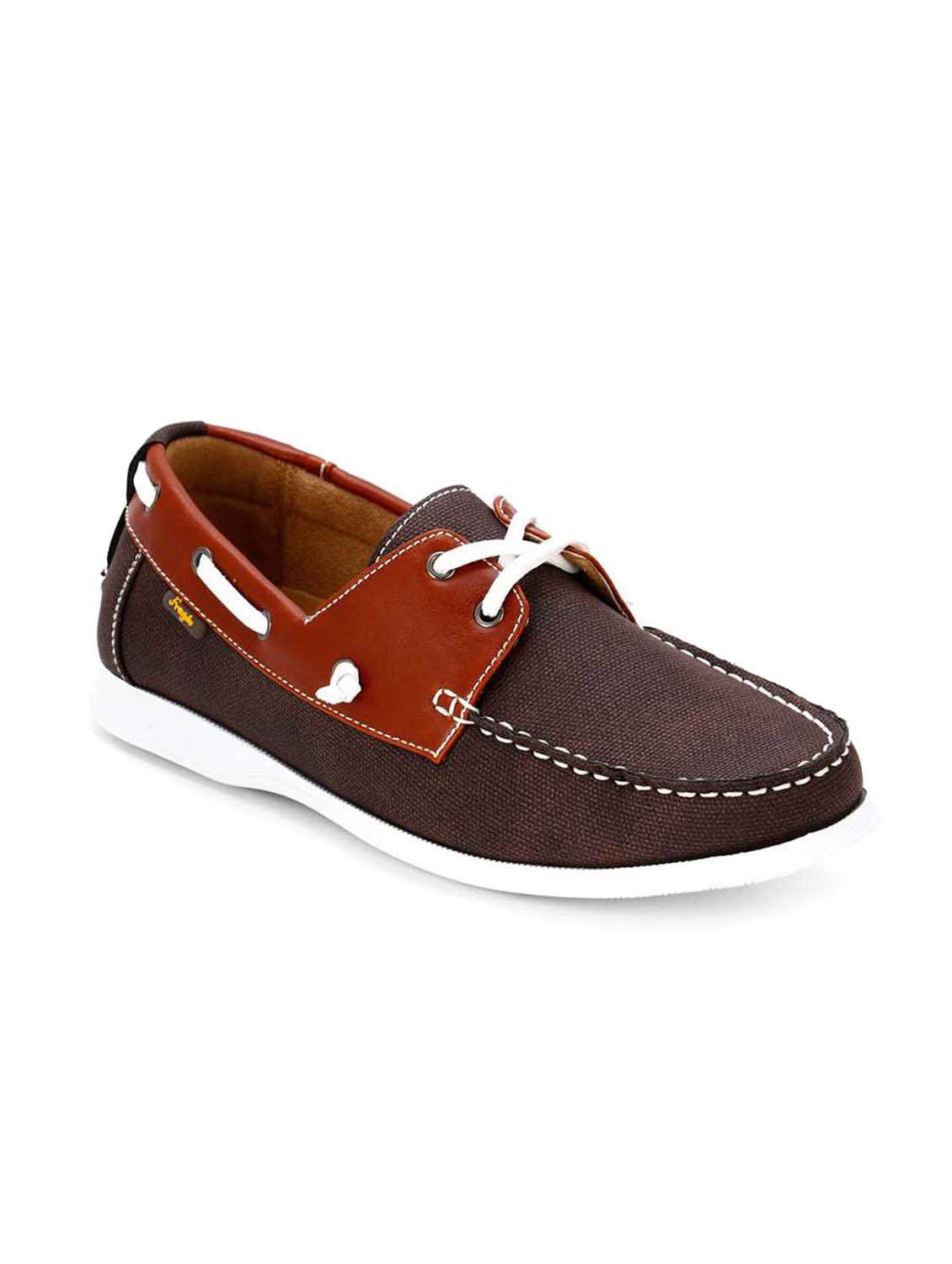 Buy online Brown Canvas Lace Up Boat Shoe from Casual Shoes for