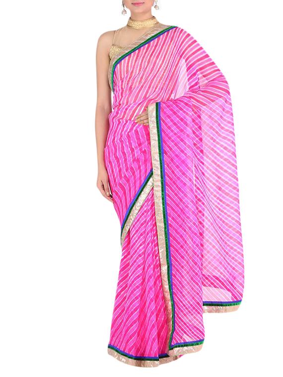 pink leheriya saree