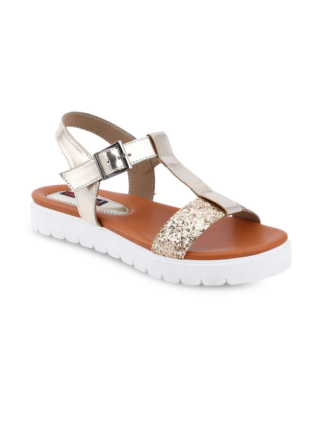 gold  leatherette sandal