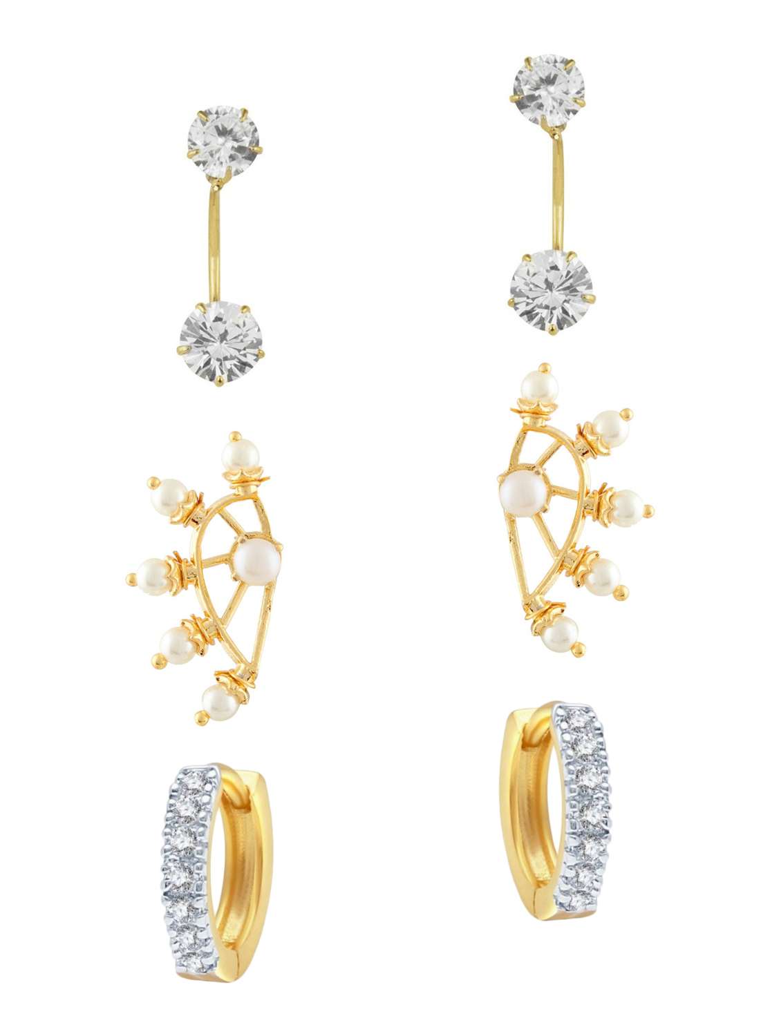 white gold plated earrings combo