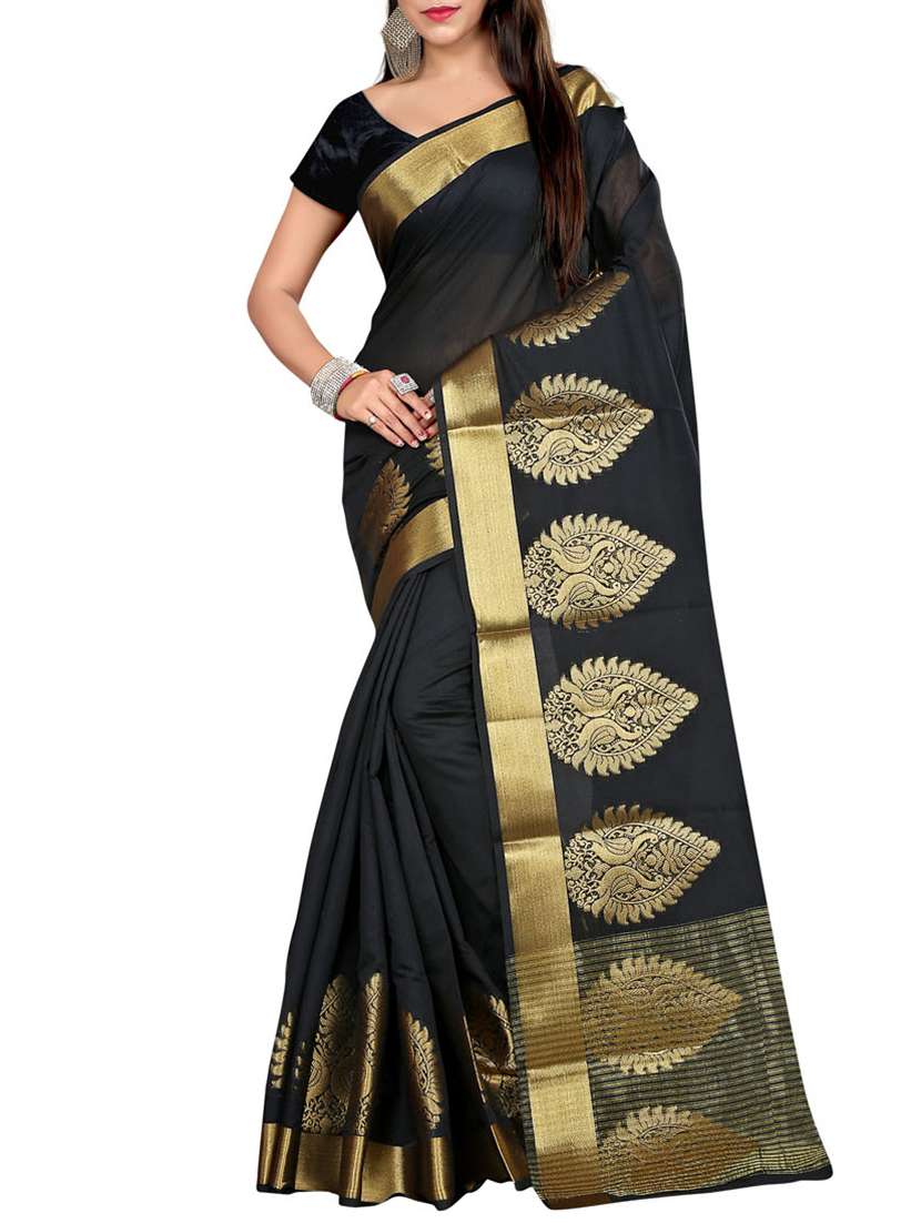 black cotton banarasi saree with blouse