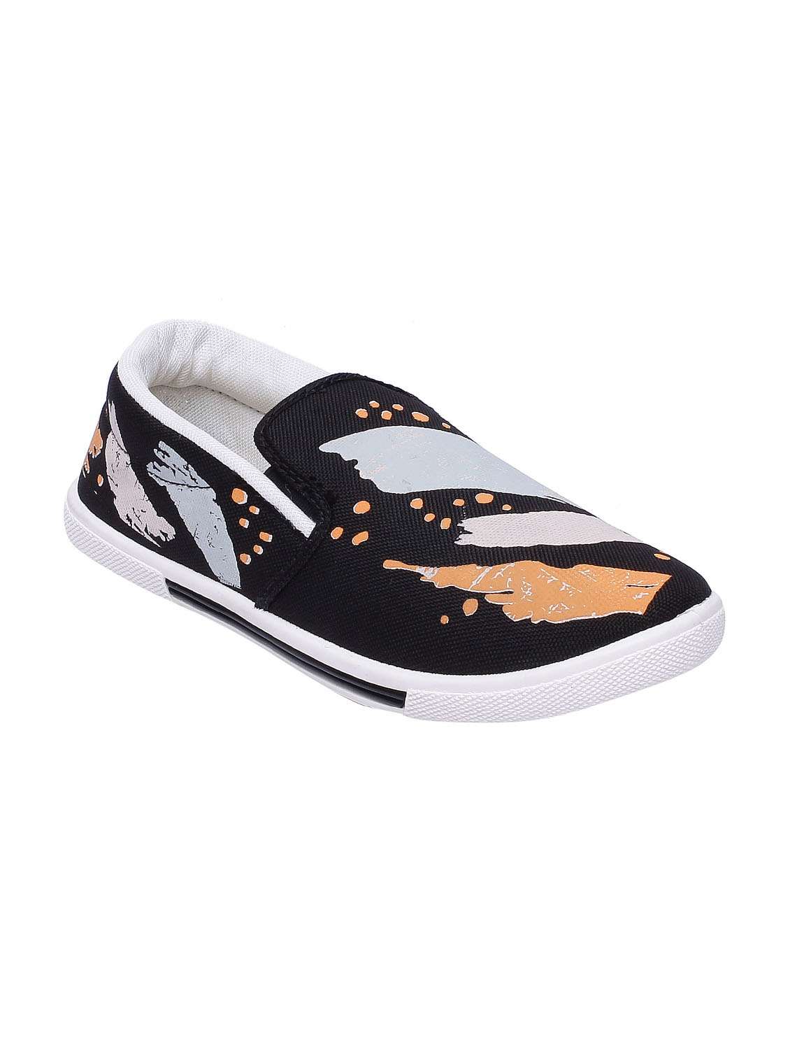 black canvas slip on shoes