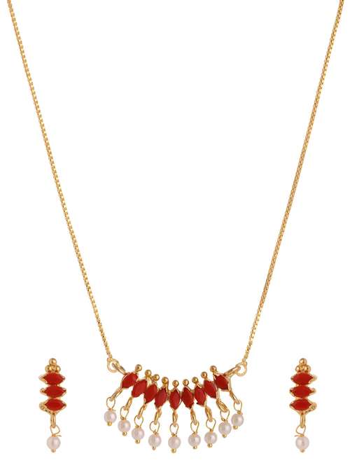 orange gold plated pendant and earrings - 11369035 -  Standard Image - 0