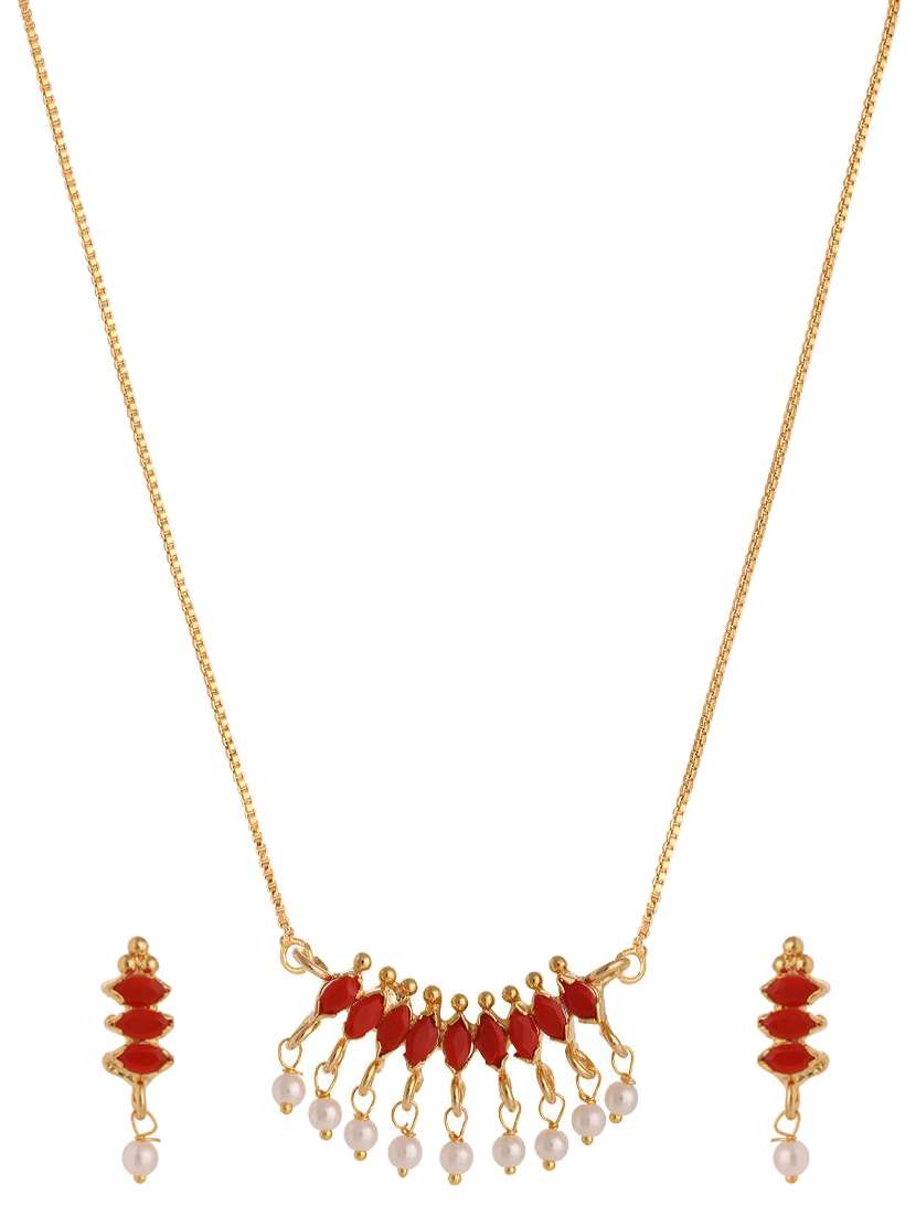 orange gold plated pendant and earrings - 11369035 -  Zoom Image - 0