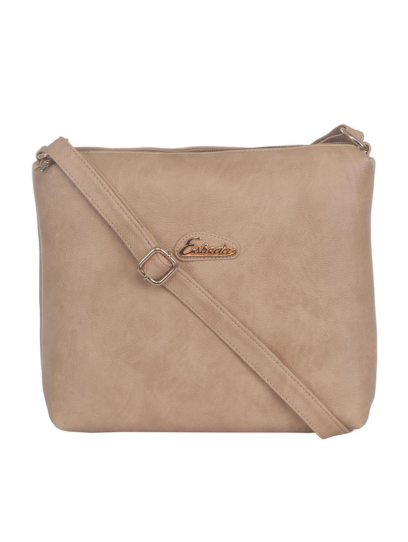 solid beige faux leather sling bag - 11369670 - Zoom Image - 0