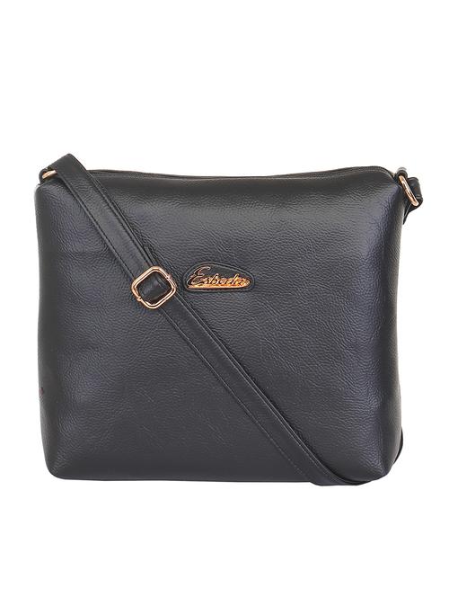 solid black faux leather sling bag - 11369674 - Standard Image - 0