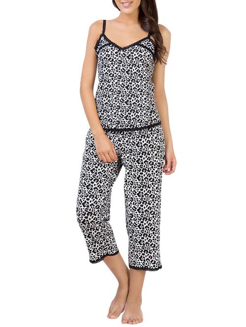 multi colored cotton capri set nightwear - 11375268 - Standard Image - 0