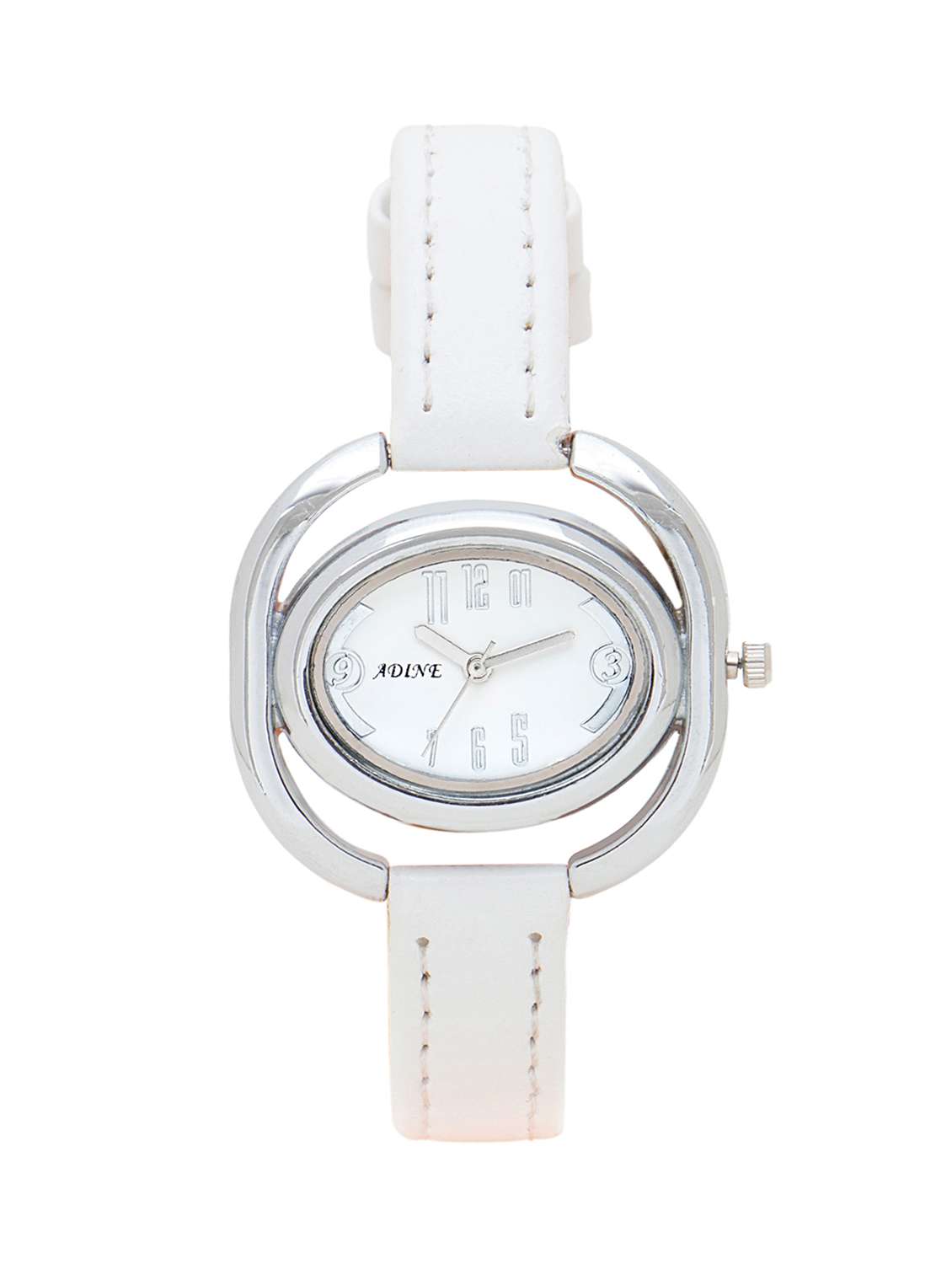 white leather analog wrist watch