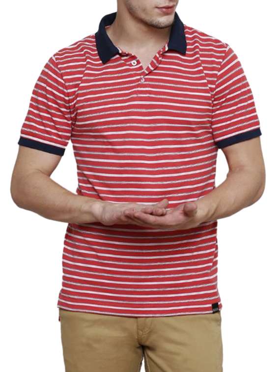 red cotton striped t-shirt