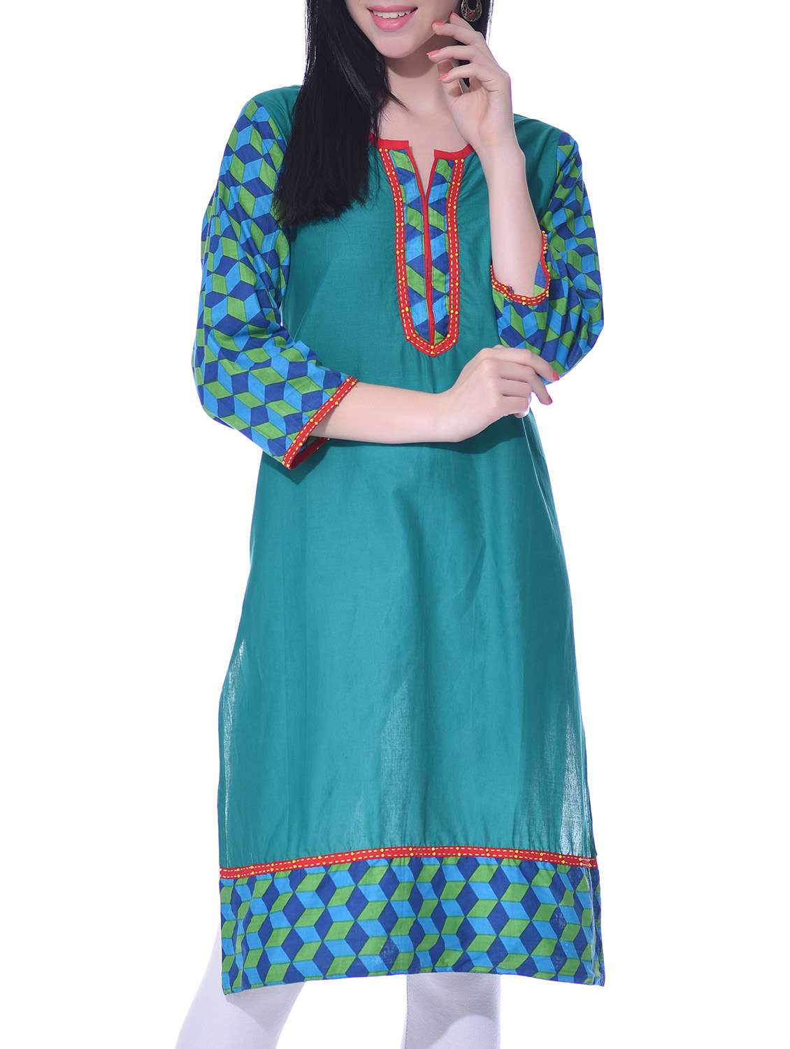 sea green cotton kurta