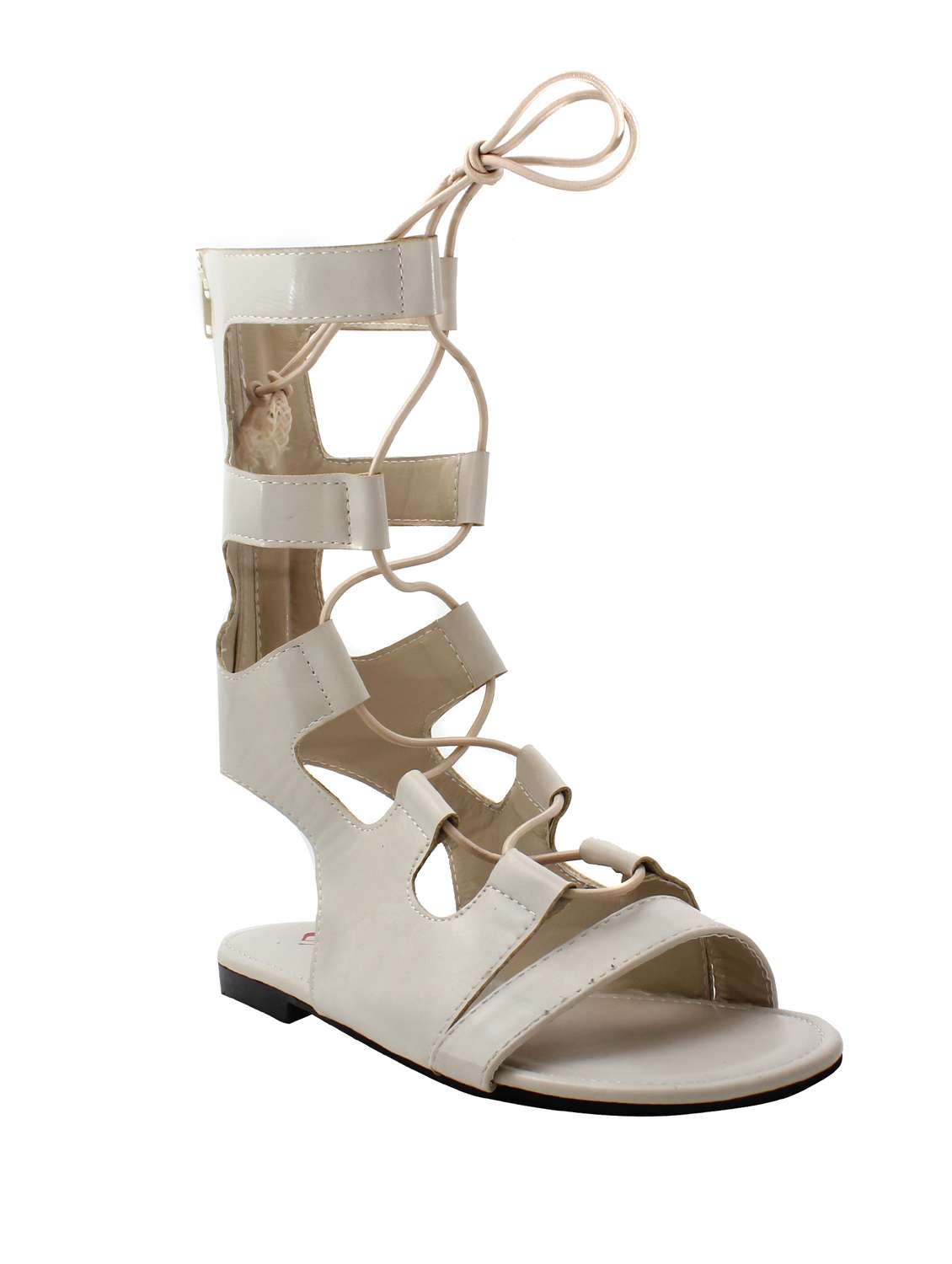 nude faux leather gladiators sandal