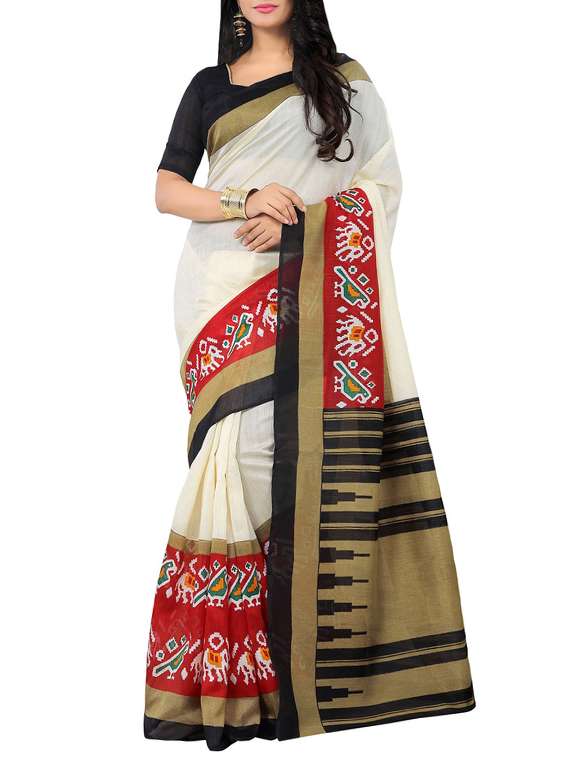 white  silk bhagalpuri saree with blouse