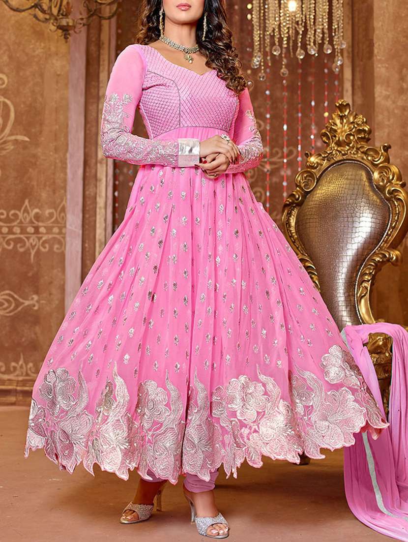 Buy online Light Pink Embroidered Long Gown Suit Set from Suits & Dress  material for Women by Thankar for 1599 at 45% off | 2026 Limeroad.com