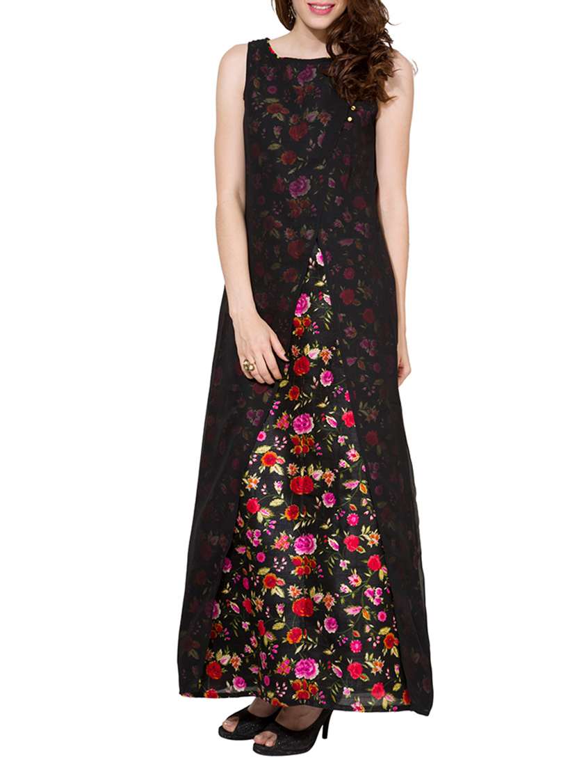 black polyester dress