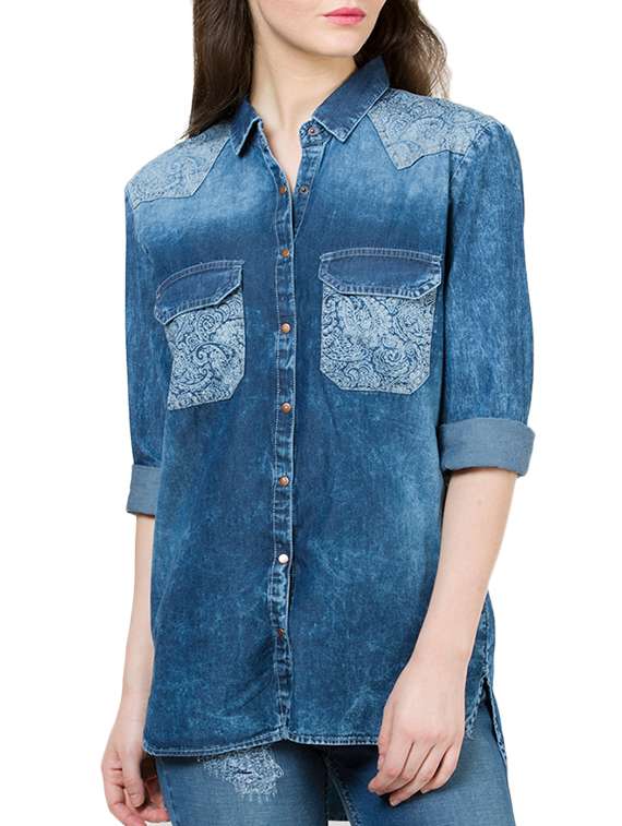 blue denim regular shirt