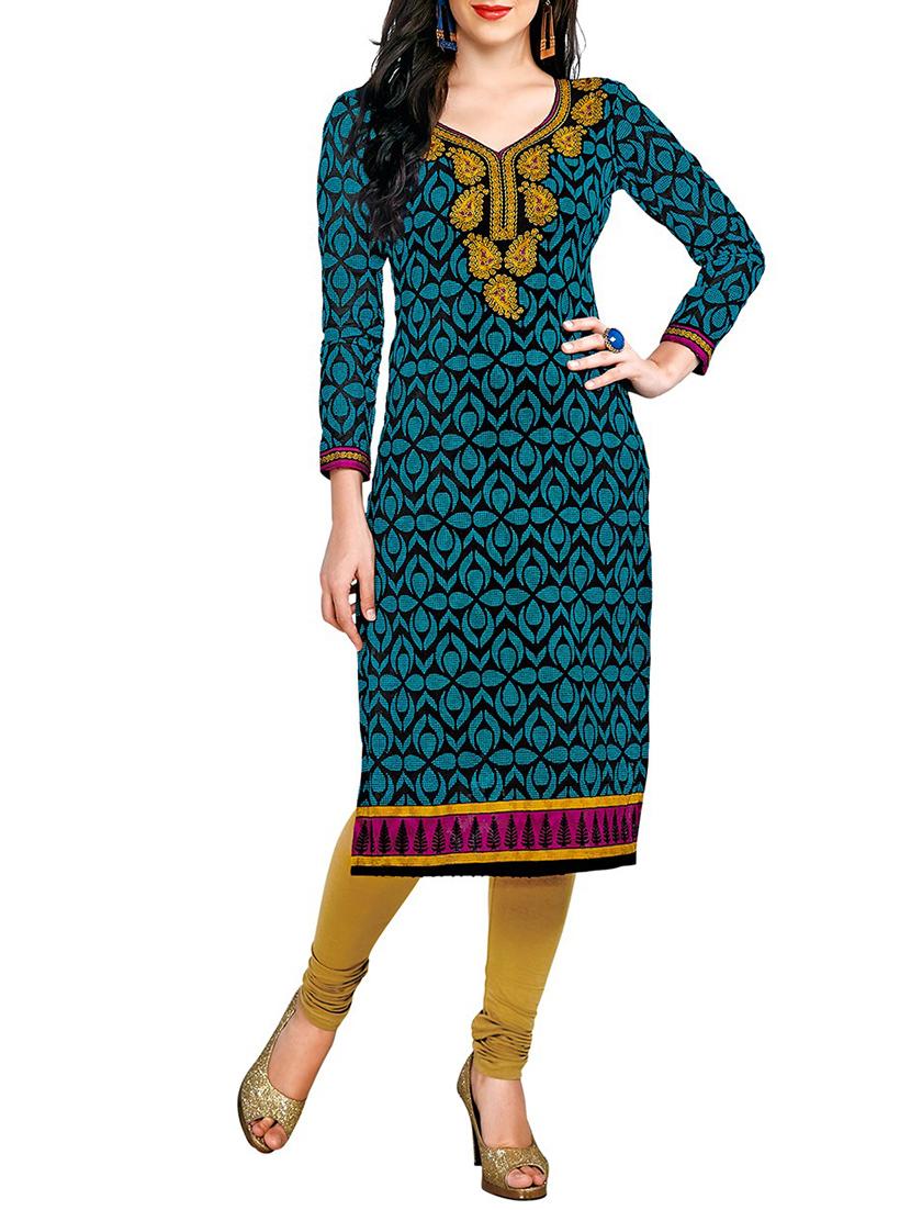 blue cotton dress material - 11423701 - Zoom Image - 0