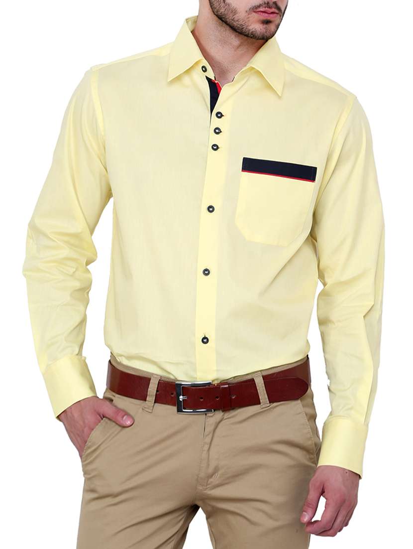 yellow solid casual shirt