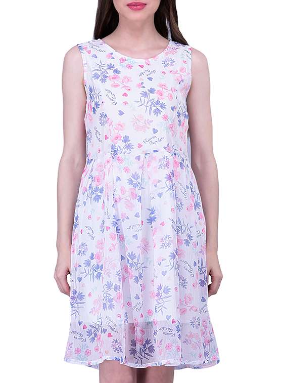 white chiffon a-line dress