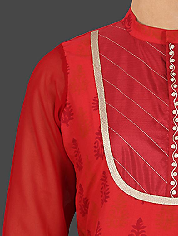 mandarin collar ethnic block printed cotton kurta - 1143598 - Standard Image - 3