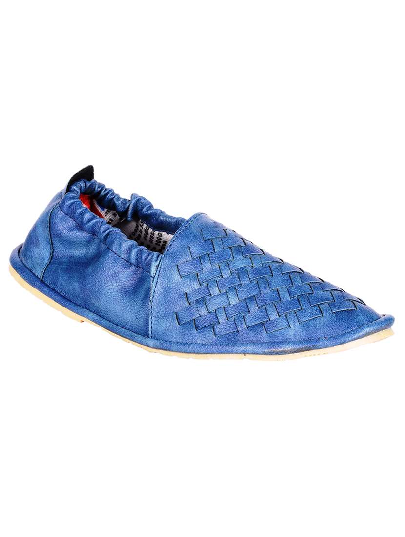 Buy online Blue Faux Leather Embellished Loafers from Casual Shoes