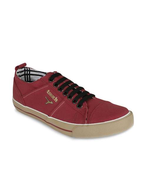 Buy online Red Canvas Shoe from Casual Shoes for Men by Lakhani