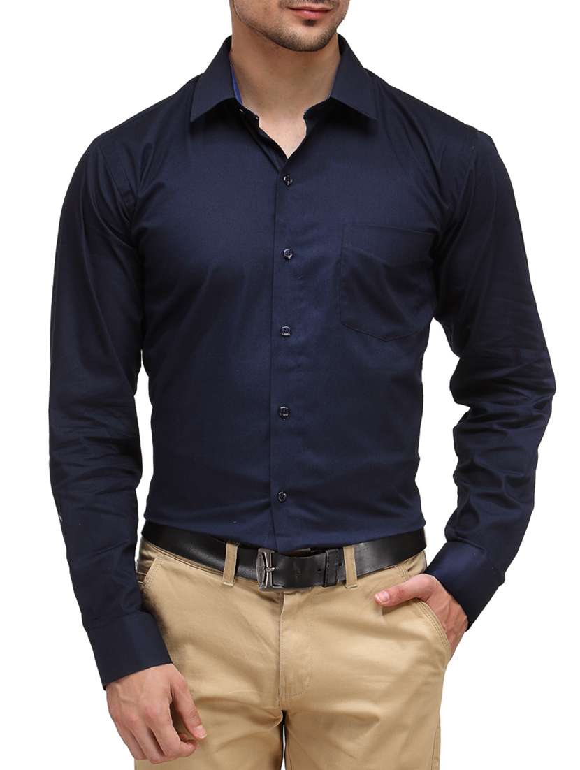 navy blue cotton formal shirt
