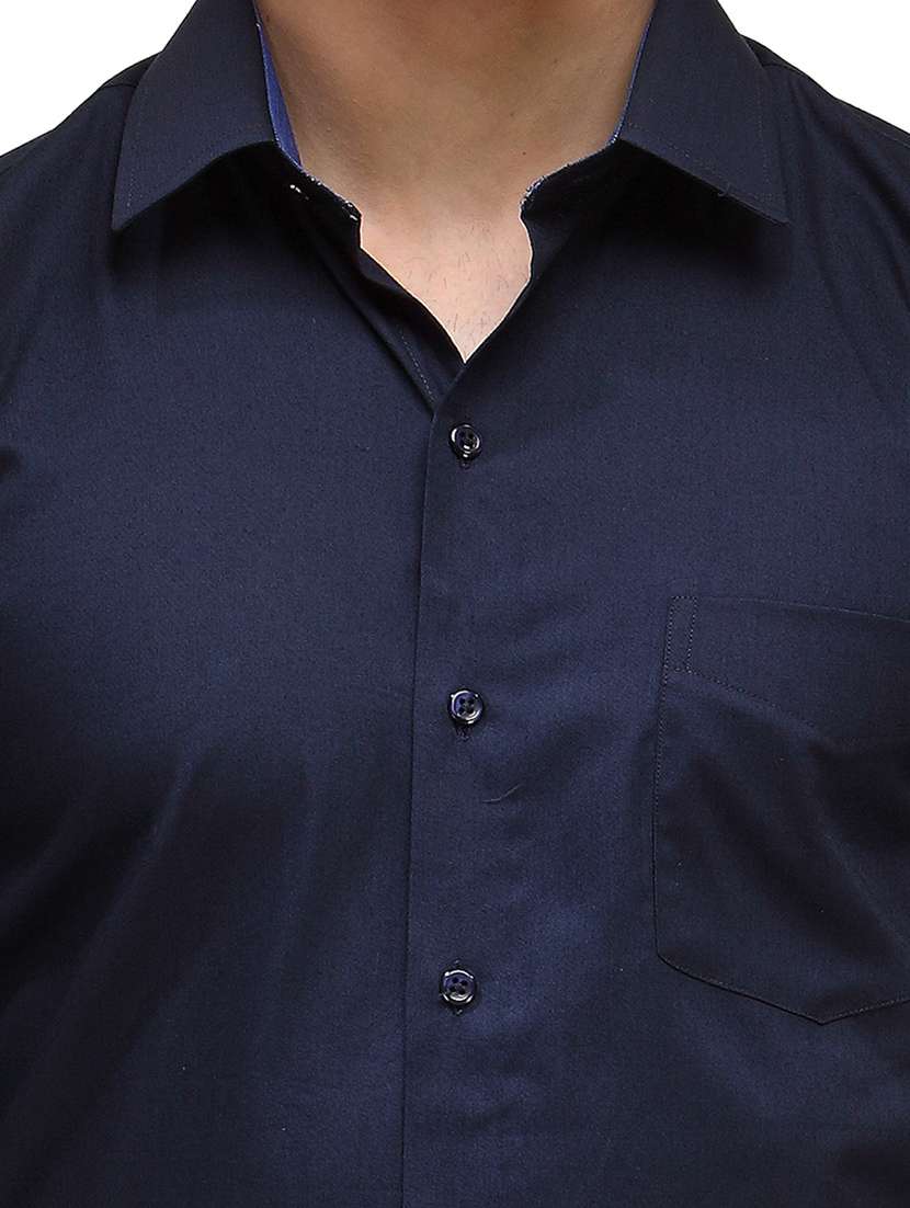 navy blue cotton formal shirt - 11439002 -  Standard Image - 3