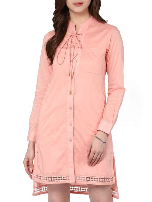 pink cotton shirt dress - 11440027 - Standard Image - 0