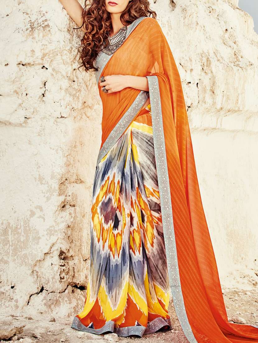multi georgette saree with blouse