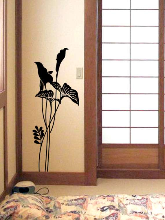 black wild flower vinyl wall sticker