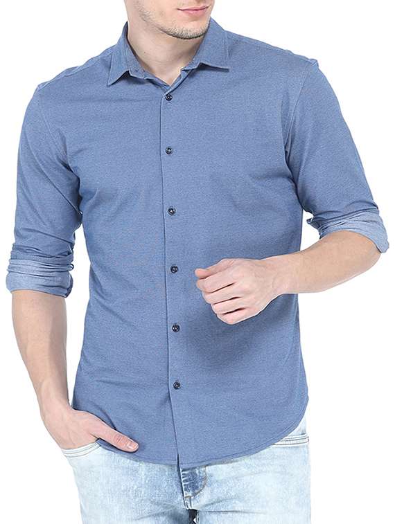 blue cotton casual shirt