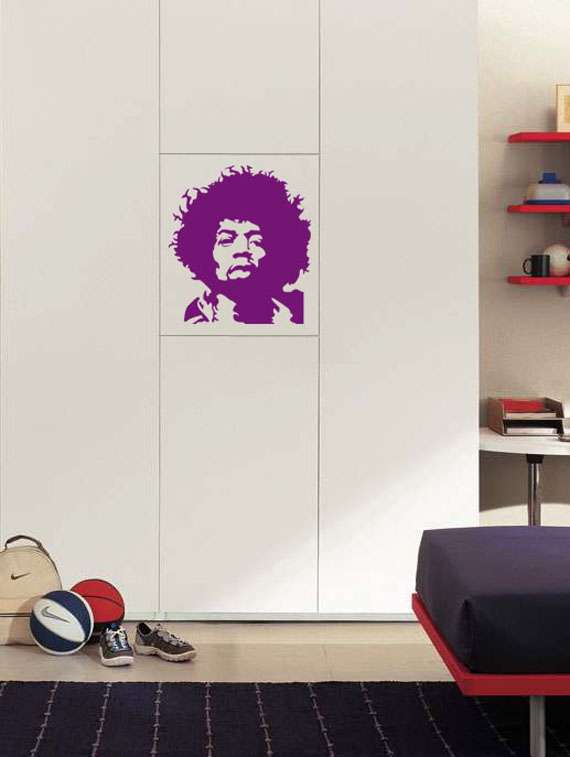 purple jimi hendrix vinyl wall sticker