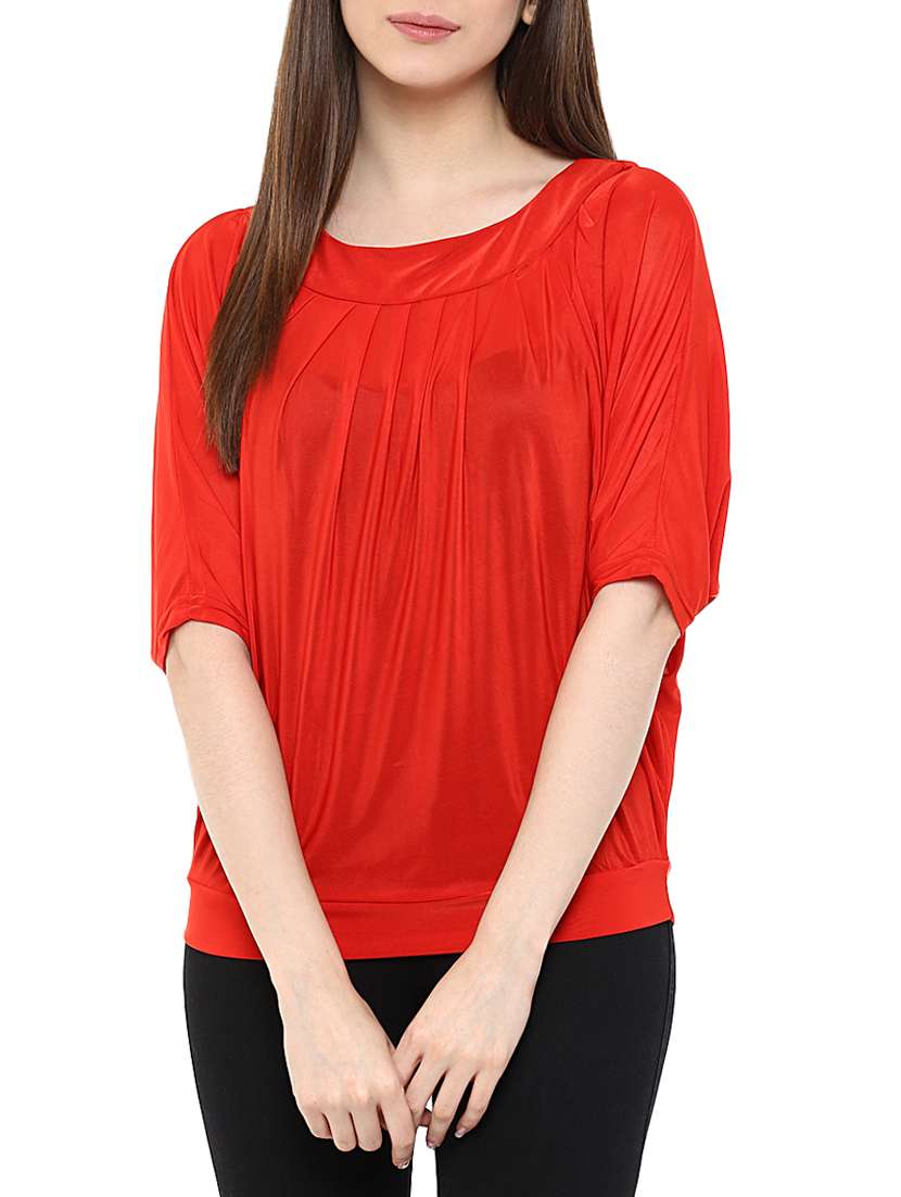 solid red viscose top