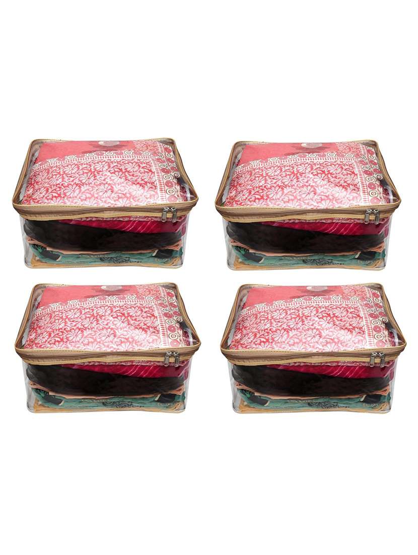 set of 4 gold leatherette utility bag