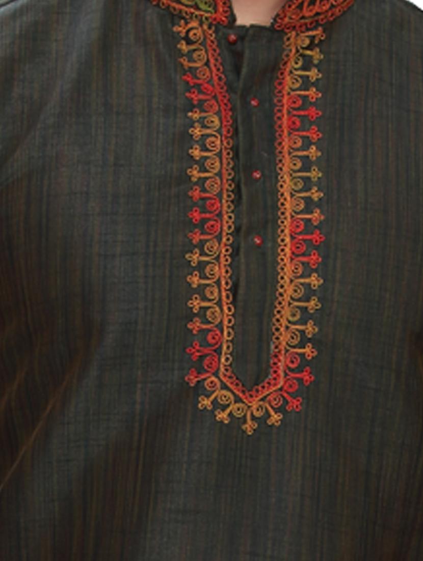 black cotton kurta - 11461485 - Standard Image - 3