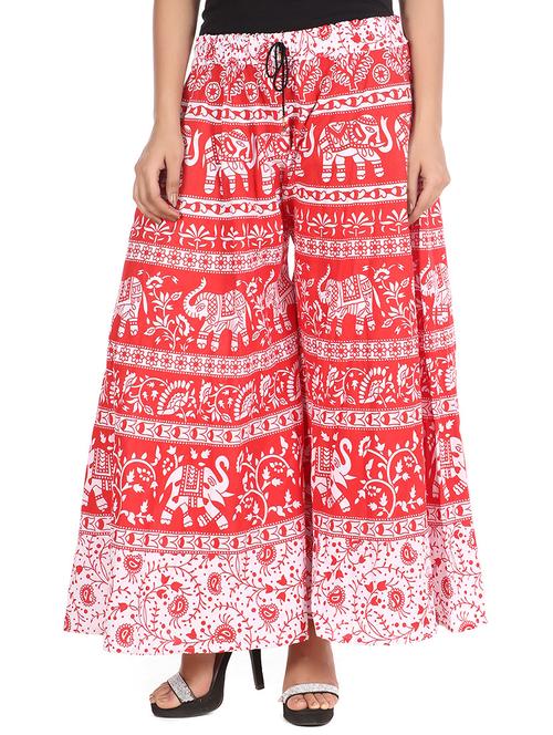 red printed cotton palazzo - 11463865 - Standard Image - 0