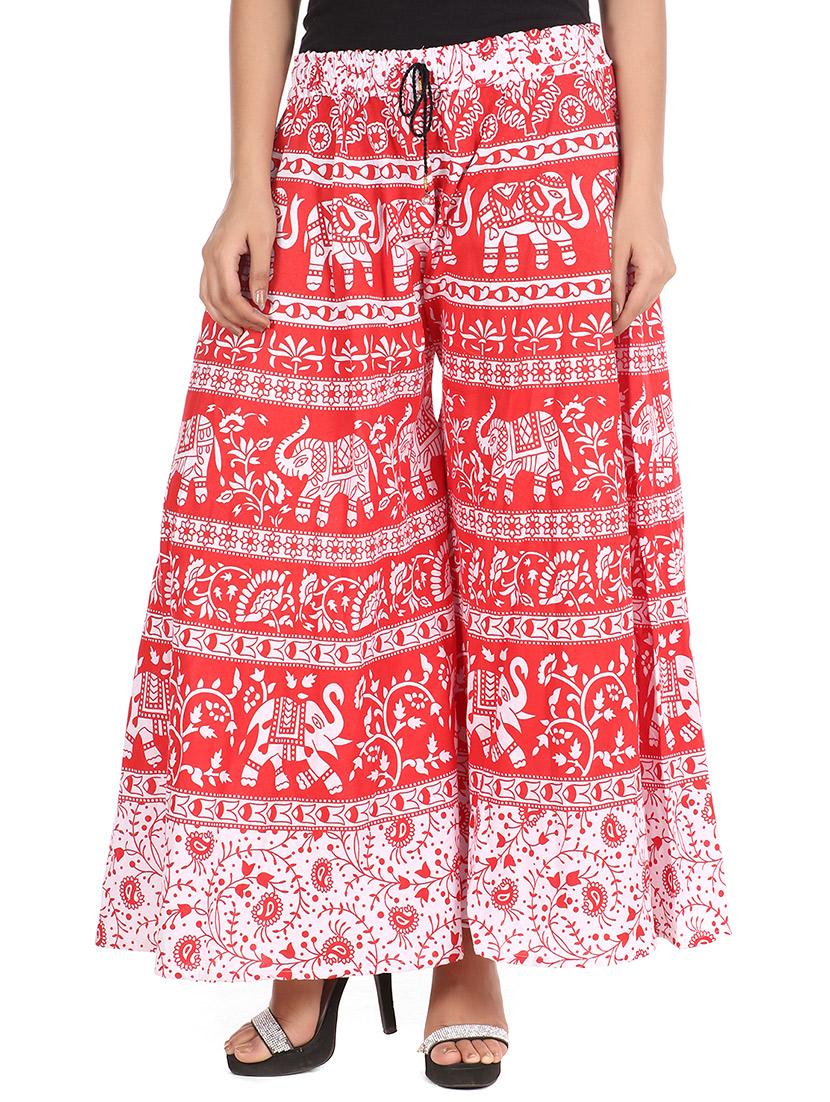 red printed cotton palazzo - 11463865 - Zoom Image - 0