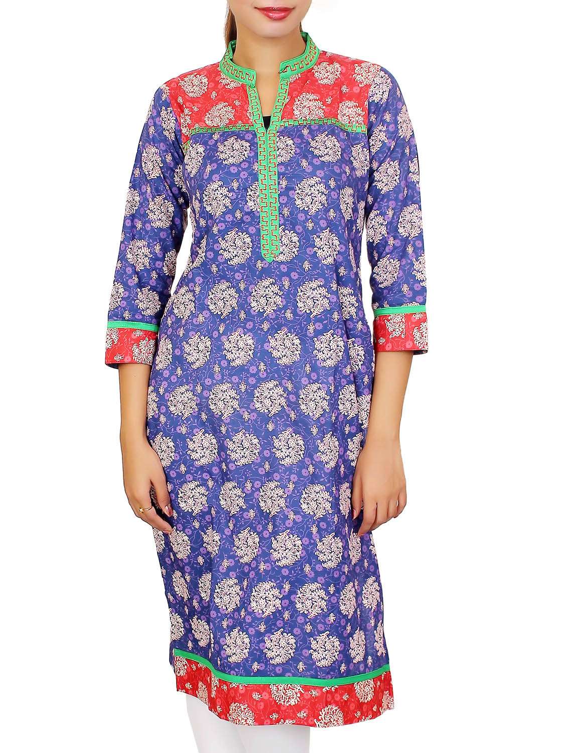 blue cotton printed kurta
