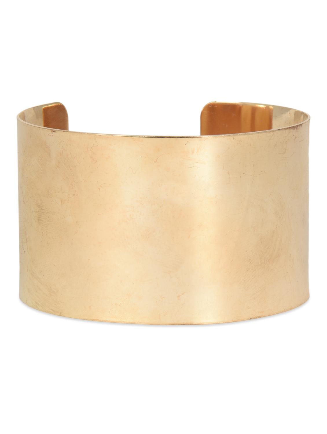 Gold Metallic Cuff Bracelet With Adjustable Loop Closure - By