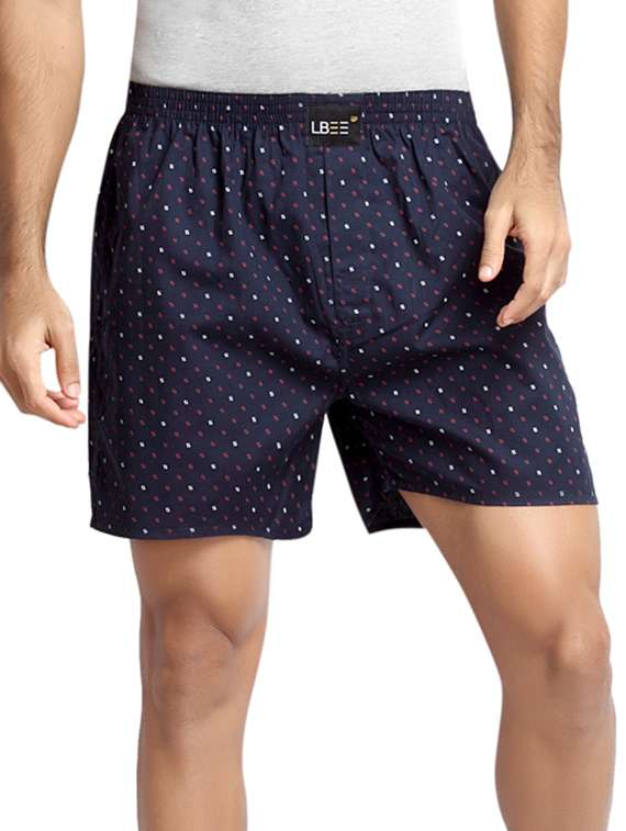 navy blue cotton printed boxer
