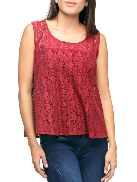red lace top