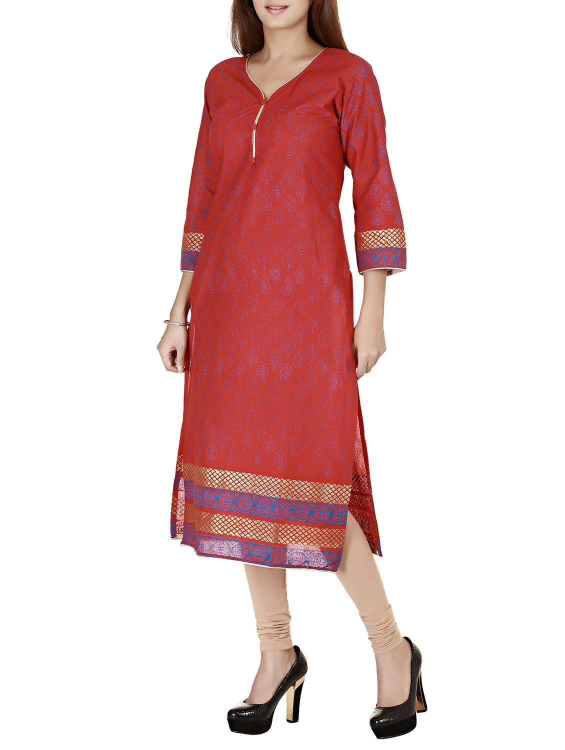 red cotton kurta