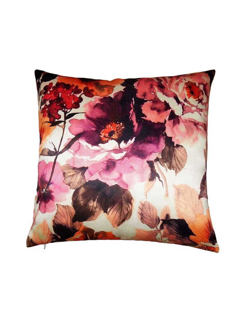 multicoloured printed polysilk cushion cover