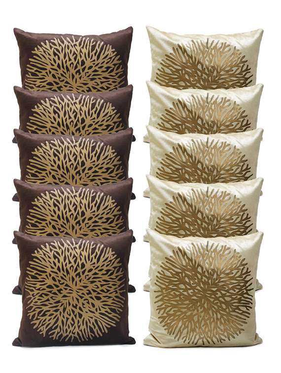 set of 10 multi colored poly silk cushion cover