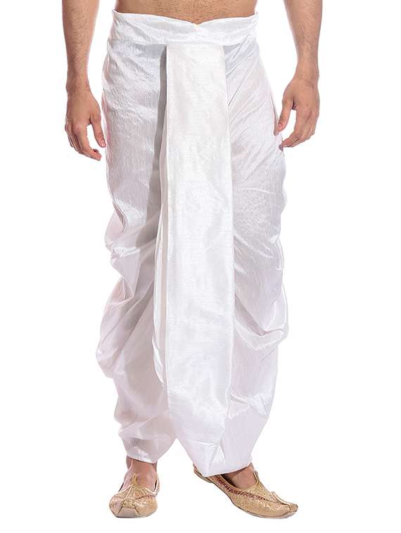 white silk blend dhoti