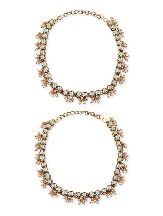 gold brass anklets and payal