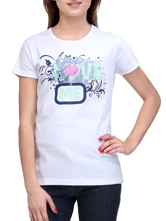 White Round Neck Printed T-shirt - By