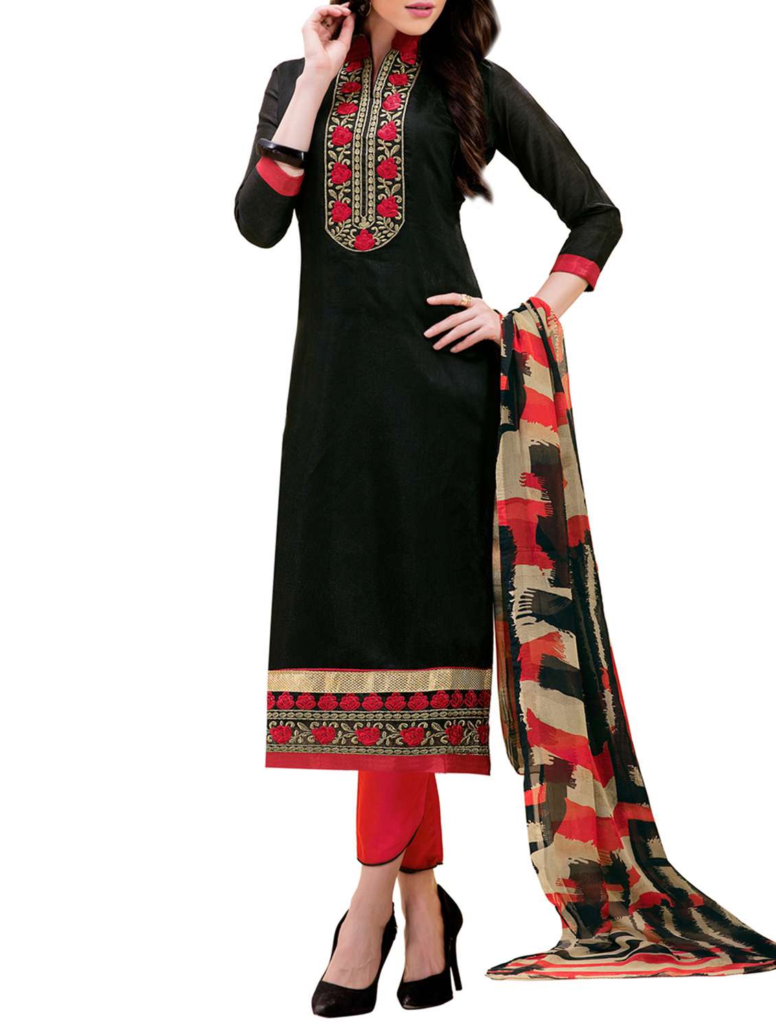 black silk blend dress material