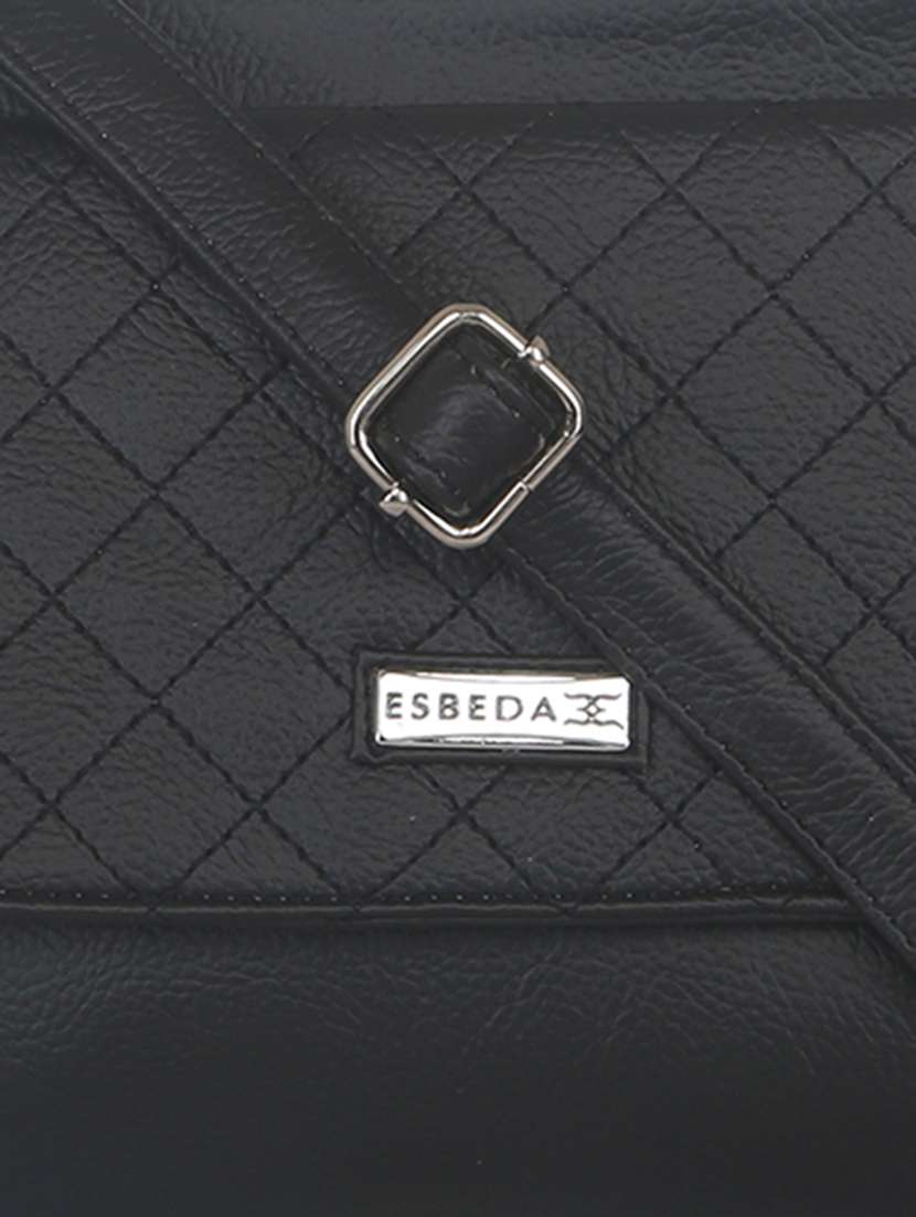 black solid regular sling bag - 11507245 - Standard Image - 3